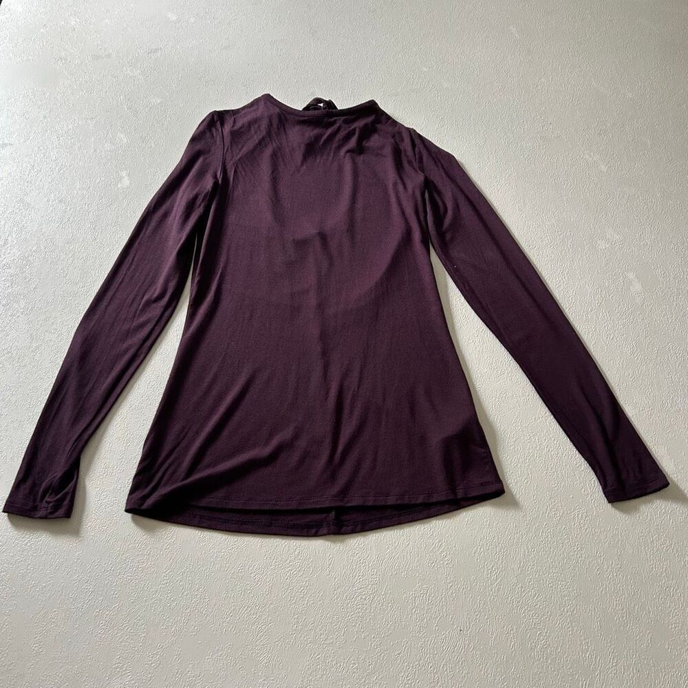 Babaton Aritzia Plum Long Sleeve Scoop Neck Tie Back Top XS
